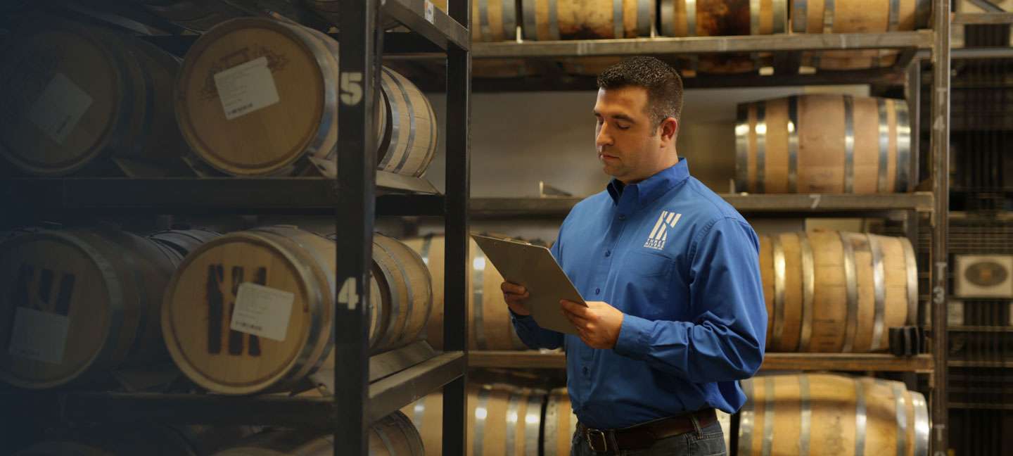 Aaron Pence in the distilery